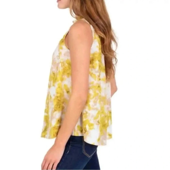 Joie Summer Porcelain Smocked Neck Sleeveless Blouse in Yellow/White Size M - Picture 10 of 15